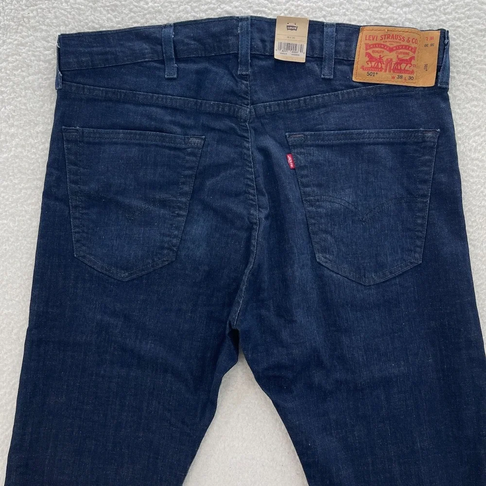 Levis 501 Jeans Mens 38x30 Blue Original Button Fly Dark Wash Grunge Cowboy 90s